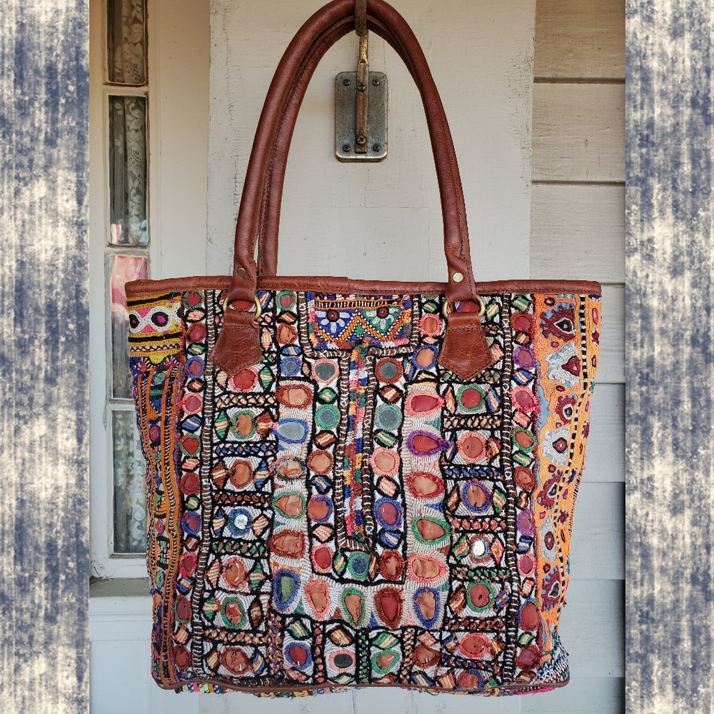 Artisan Banjara zari Boho Embroidered bag Handmade Patchwork Repurposed